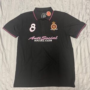 Anti Social Social Club Black Polo with Pink Details